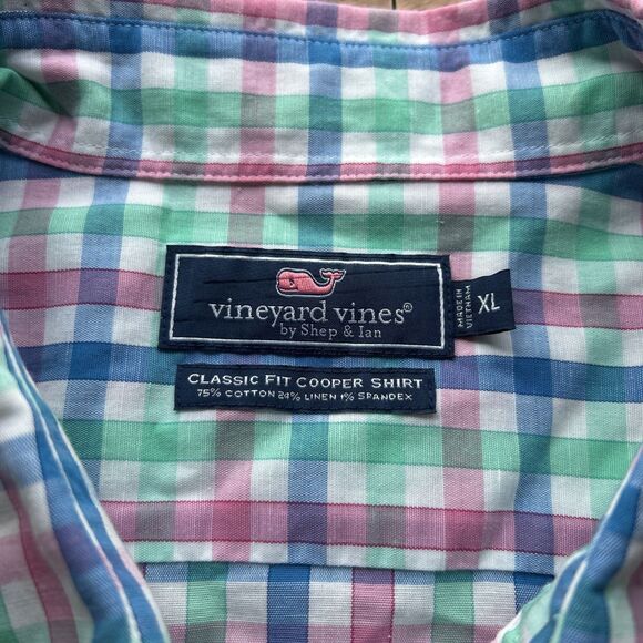 Vineyard Vines Men’s XL Classic Fit Cooper Shirt Linen Blend Multicolor Plaid - Picture 4 of 5